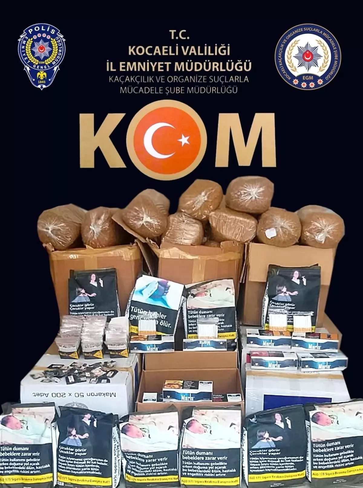 Kocaeli\'de yüzlerce kilo kaçak tütün ele geçirildi