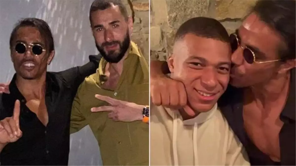 Nusret, dünyaca ünlü futbolcuları misafir etti! Mbappe\'yi öptüğü anlar gündem oldu