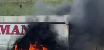Mısır yüklü TIR'da çıkan yangın, söndürüldü
