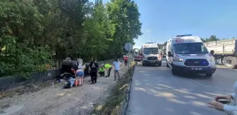 Takla atan otomobil yol kenarına devrildi: 3 yaralı