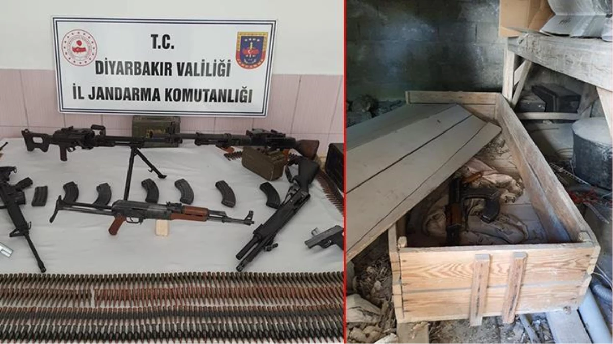 Diyarbakır\'da cami bahçesindeki tabutta ve bir okulda çok sayıda silah ve mühimmat bulundu