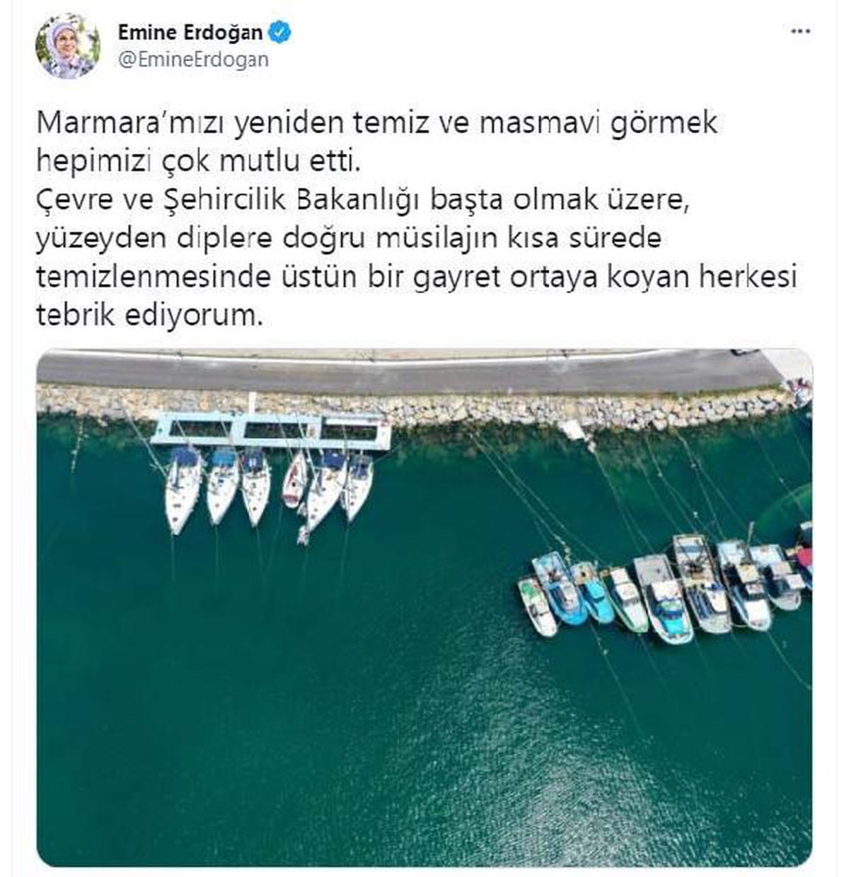 Emine Erdoğan\'dan \'Marmara Denizi\' paylaşımı