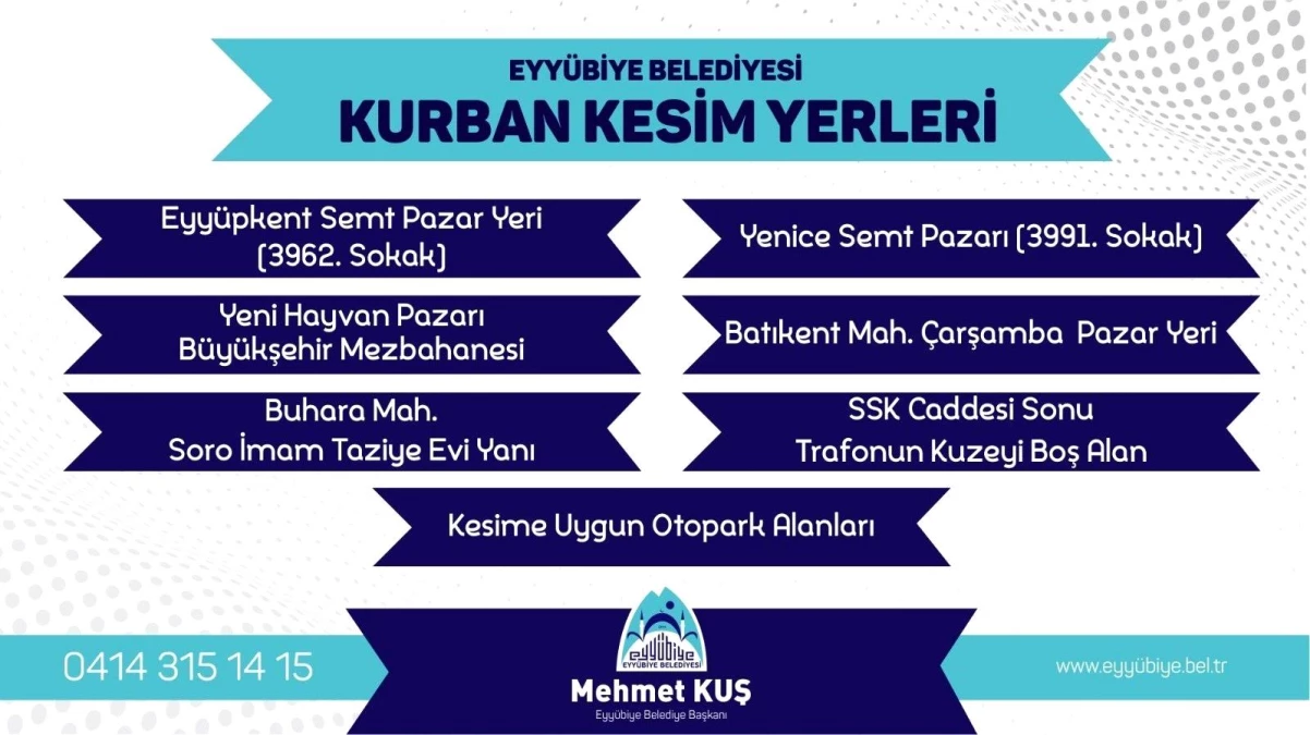 Eyyübiye\'de kurban satış ve kesim yerleri belirlendi