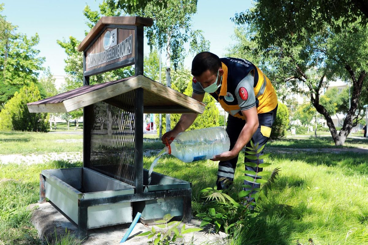 Nevşehir Belediyesi, sıcak yaz günlerinde doğadaki canlılar için seferber oldu
