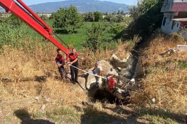 MOTOSİKLETTEN ÜRKEREK SULAMA KANALINA DÜŞEN AT, BOĞULDU