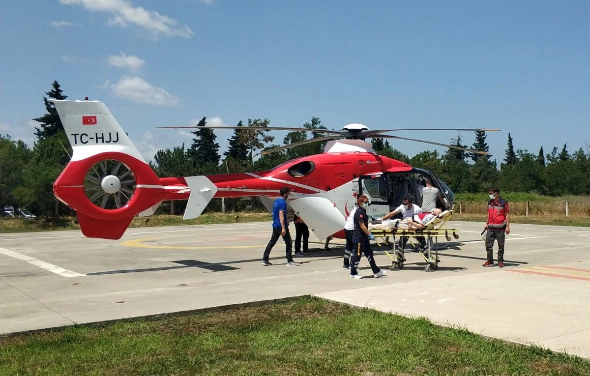 Yardımına ambulans helikopter yetişti