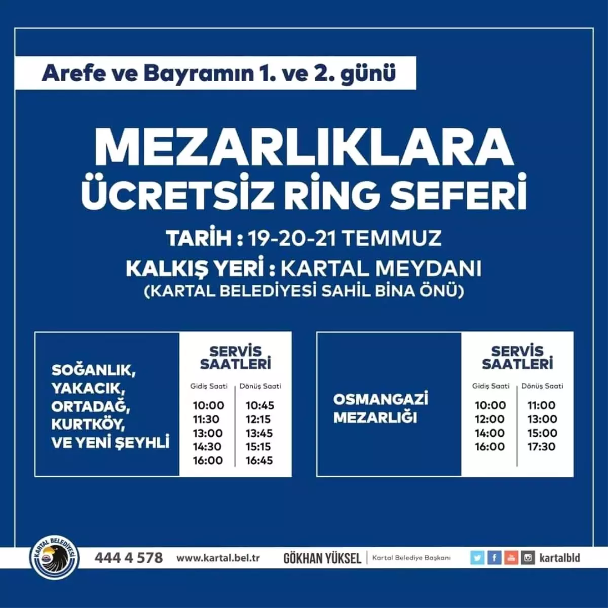 Kartallı vatandaşlara bayramda mezarlık ziyareti hizmeti