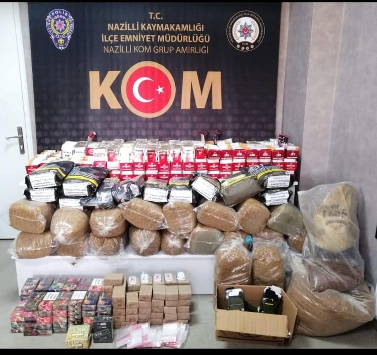 Nazilli\'de çok sayıda kaçak sigara ele geçirildi