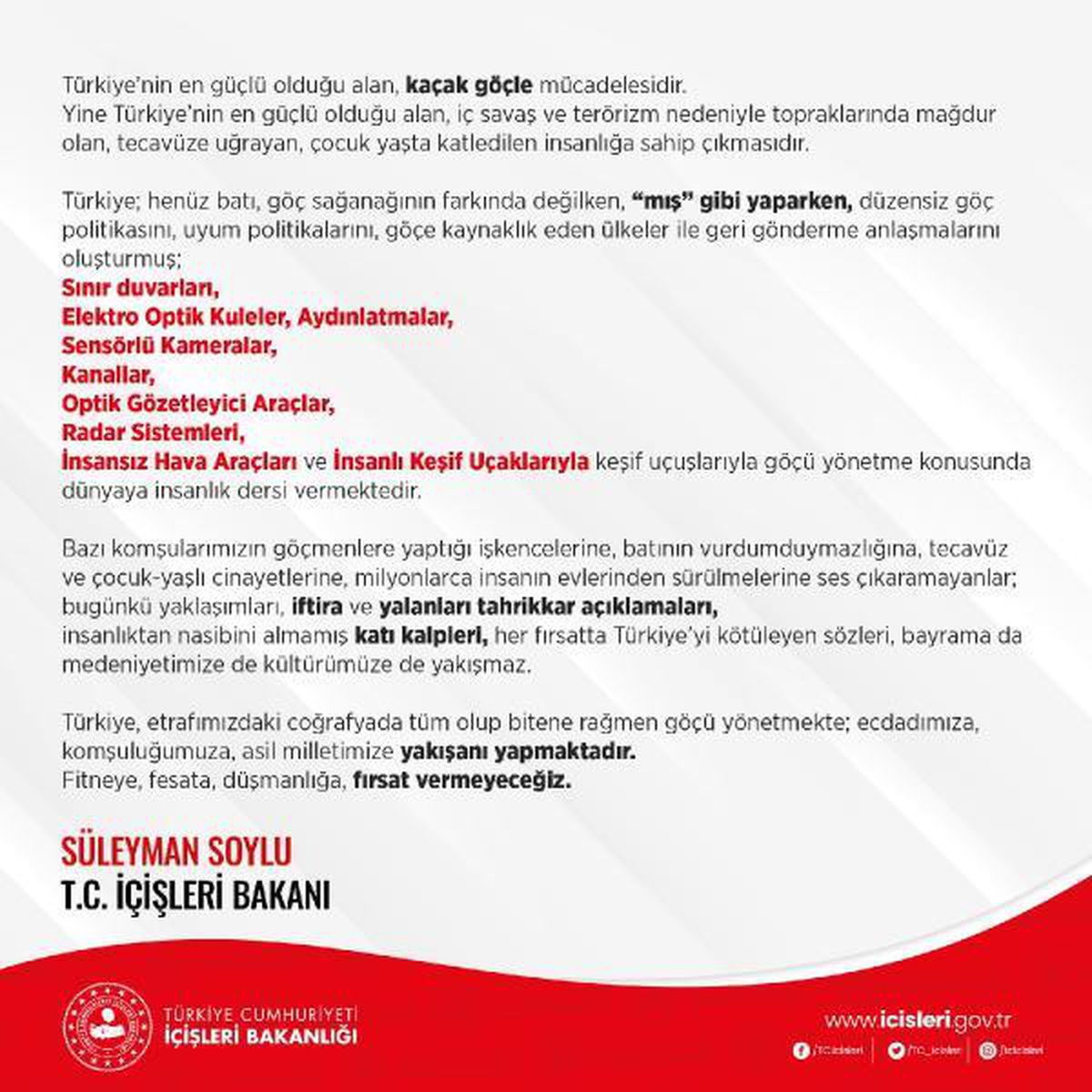 Bakan Soylu: Türkiye\'nin güçlü olduğu alan kaçak göçle mücadelesidir