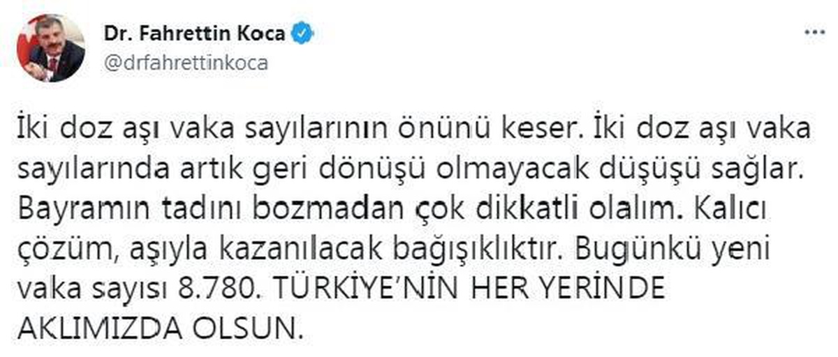 Son dakika sağlık: Bakan Koca: İki doz aşı vaka sayılarının önünü keser