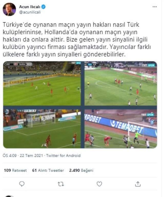 Acun Ilıcalı'dan maç yayınının illegal bahisten kaynaklı kesildiği iddiasına yönelik bir açıklama daha Acun Ilıcalı'dan maç yayınının illegal bahisten kaynaklı kesildiği iddiasına yönelik bir açıklama daha