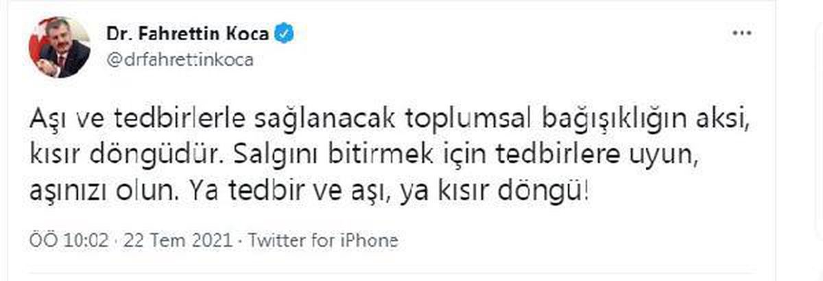 Son dakika... Bakan Koca\'dan \'aşı\' çağrısı