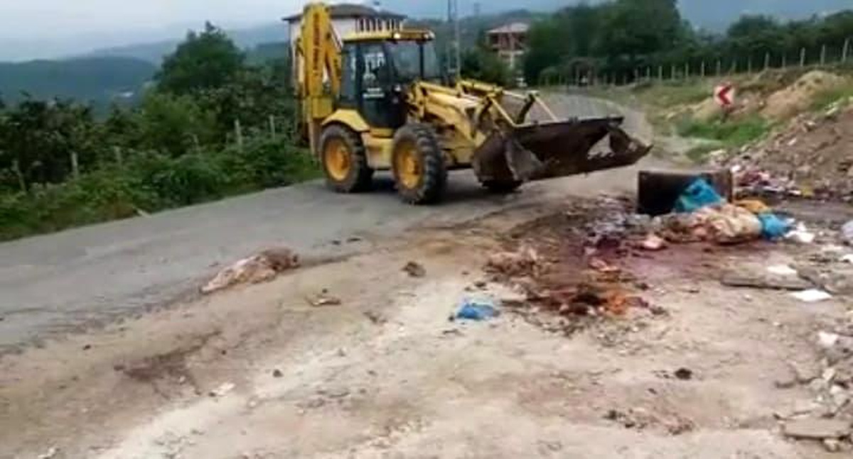 Çevreye atılan kurbanlık atıkları, belediye ekiplerince temizlendi