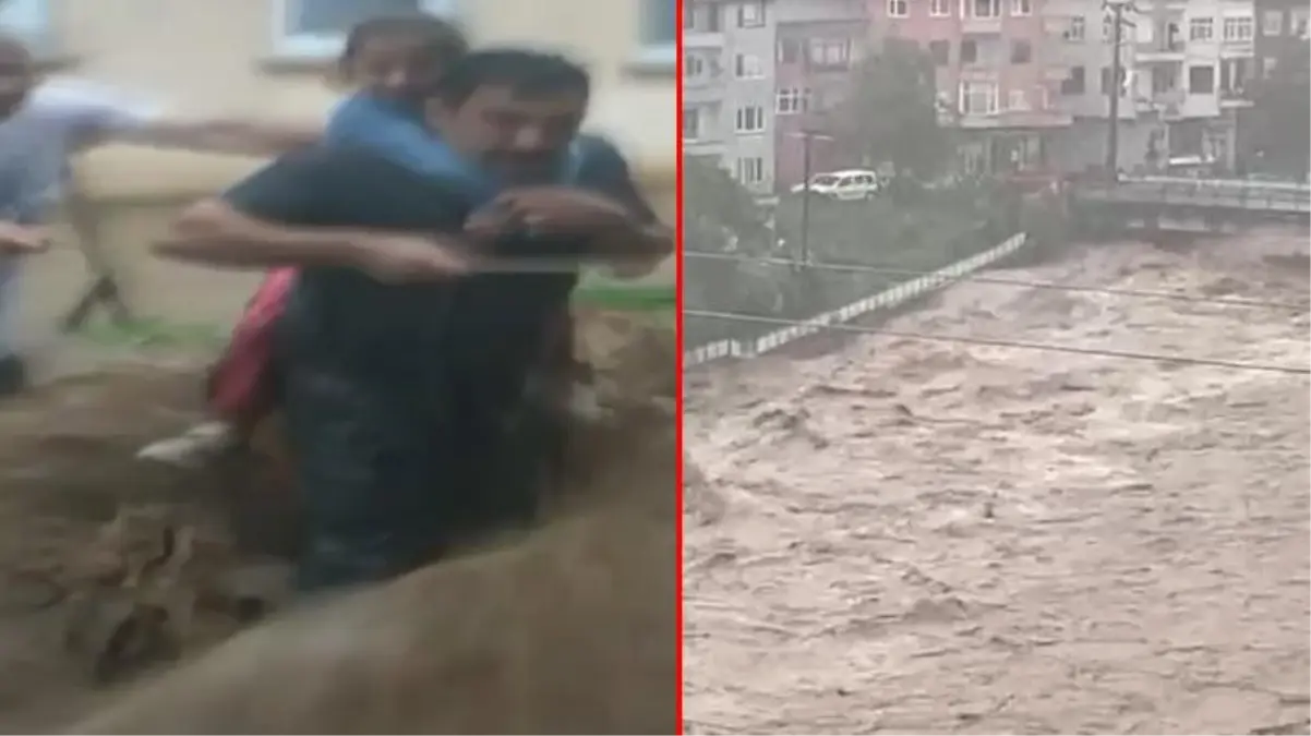 Rize bir kez daha sele teslim oldu! Sağanak yağış sonrası dereler taştı, evleri su bastı