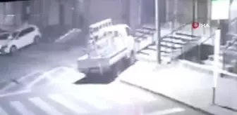 Park halindeki kamyonet böyle çalındı