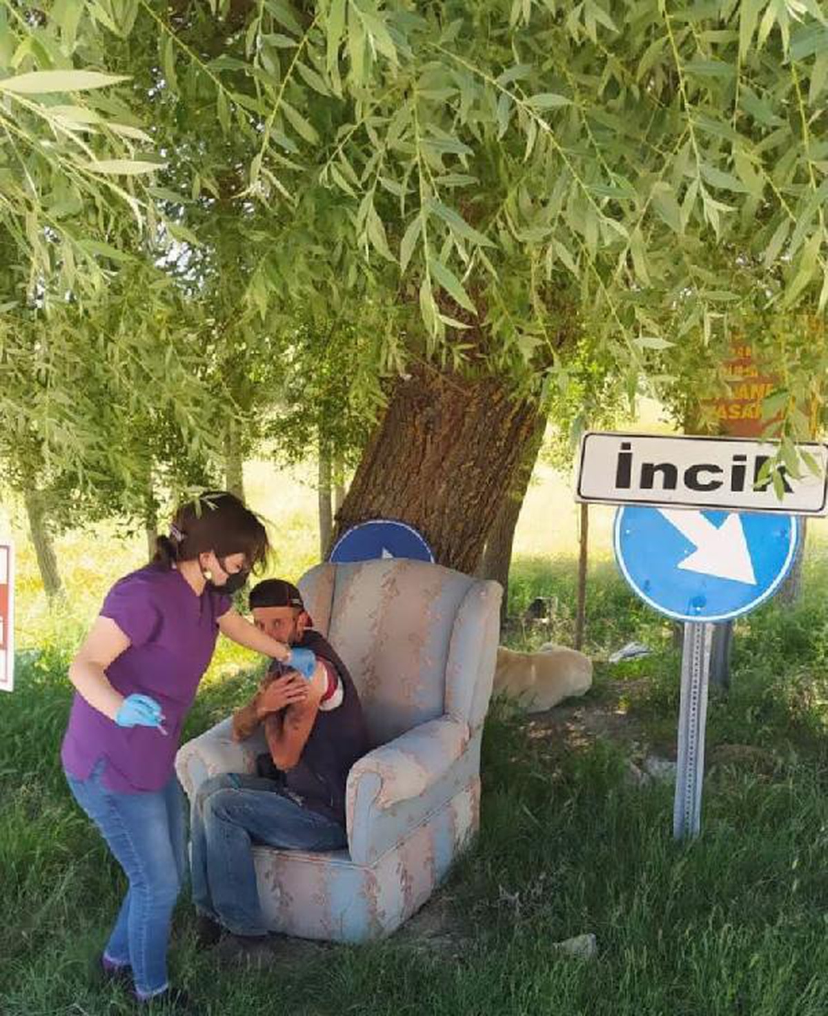 The only person who was not vaccinated in the village got the jab at the entrance