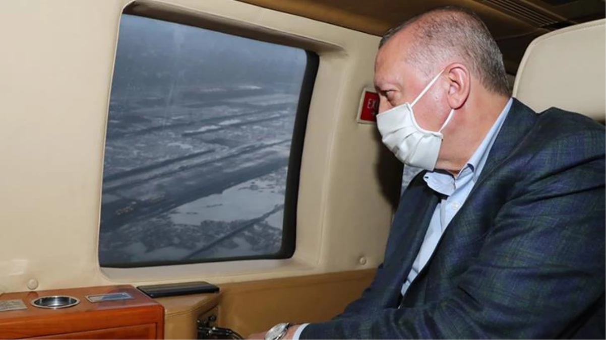 Erdoğan\'ı taşıyan helikopter 2 kez iniş yapamadı sonra Rize Limanı\'na inmek zorunda kaldı