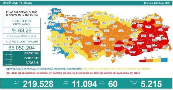 Son dakika sağlık: Koronavirüs salgınında günlük vaka sayısı 11 bin 94 oldu