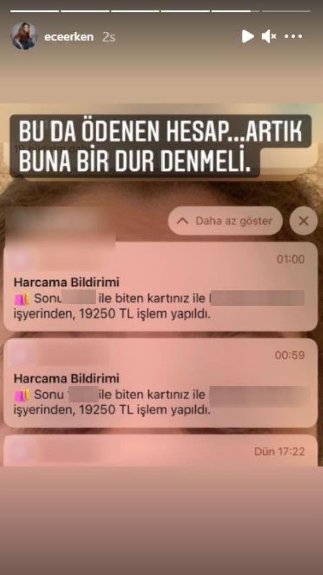 Ece Erken ve eşi gelen 20 bin liralık hesaba sitem edince kavga çıktı