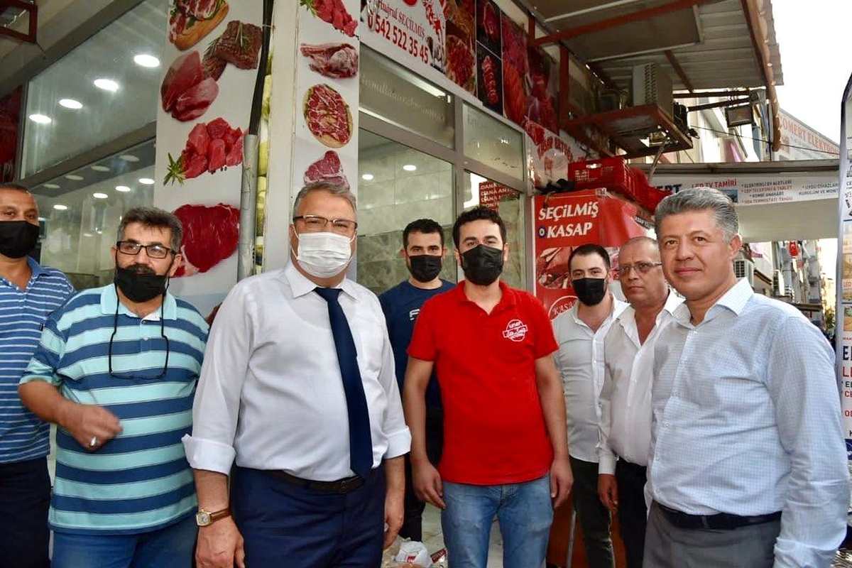 Başkan Çerçi Milletvekili Özkan\'la esnaf ziyareti yaptı