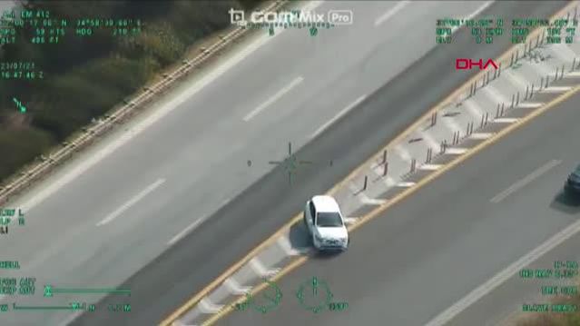 Otoyolda ters yöndeki araçlar, polis helikopteriyle tespit edildi