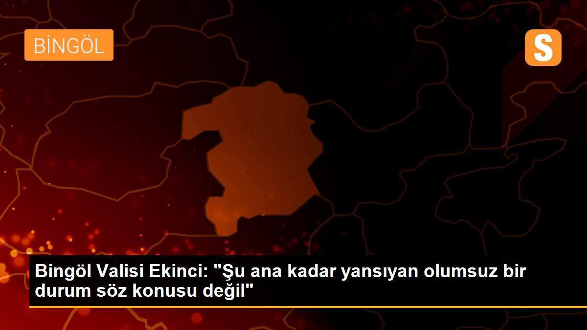 Bingöl Valisi Ekinci: "Şu ana kadar yansıyan olumsuz bir durum söz konusu değil"