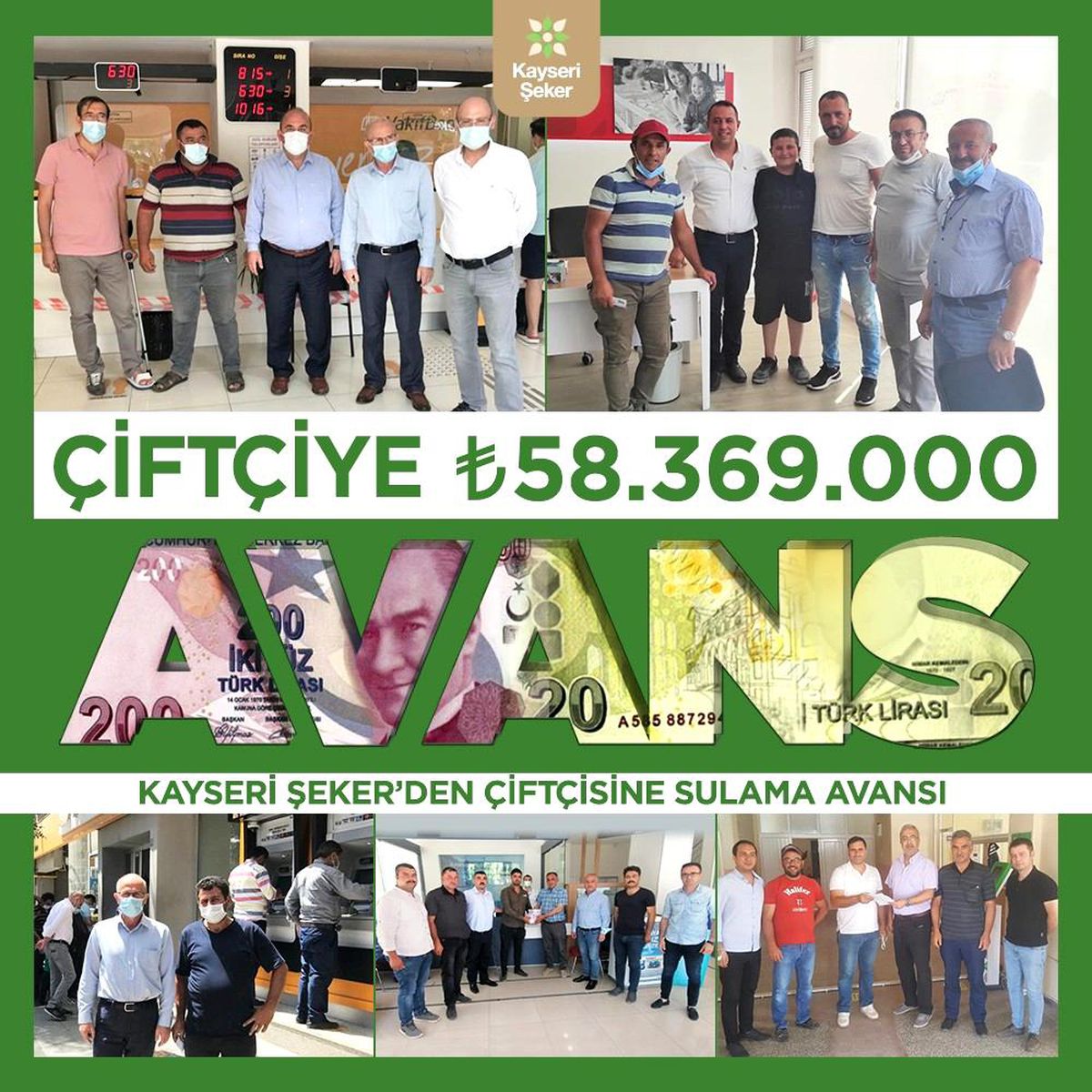 Kayseri Şeker\'den çiftçiye 58 milyon 369 bin TL\'lik sulama avansı