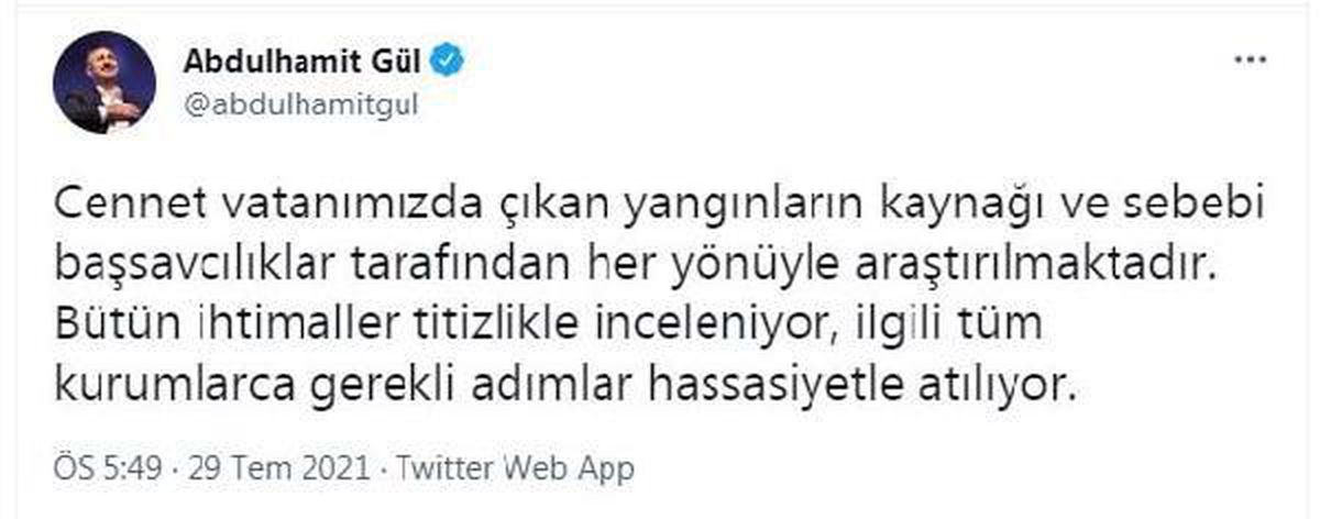 Bakan Gül: Yangınların kaynağı ve sebebi araştırılıyor