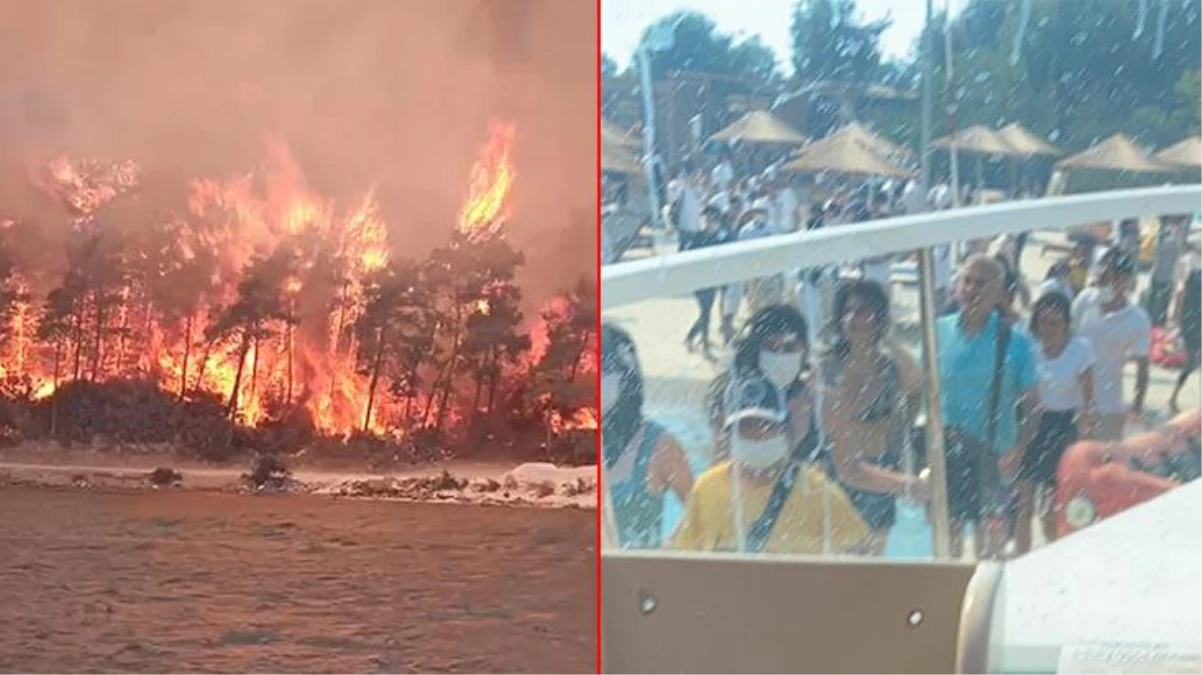 Bodrum ve Milas\'ta alevler büyüdü! Büyük otellerde bulunan turistler teknelerle tahliye edildi