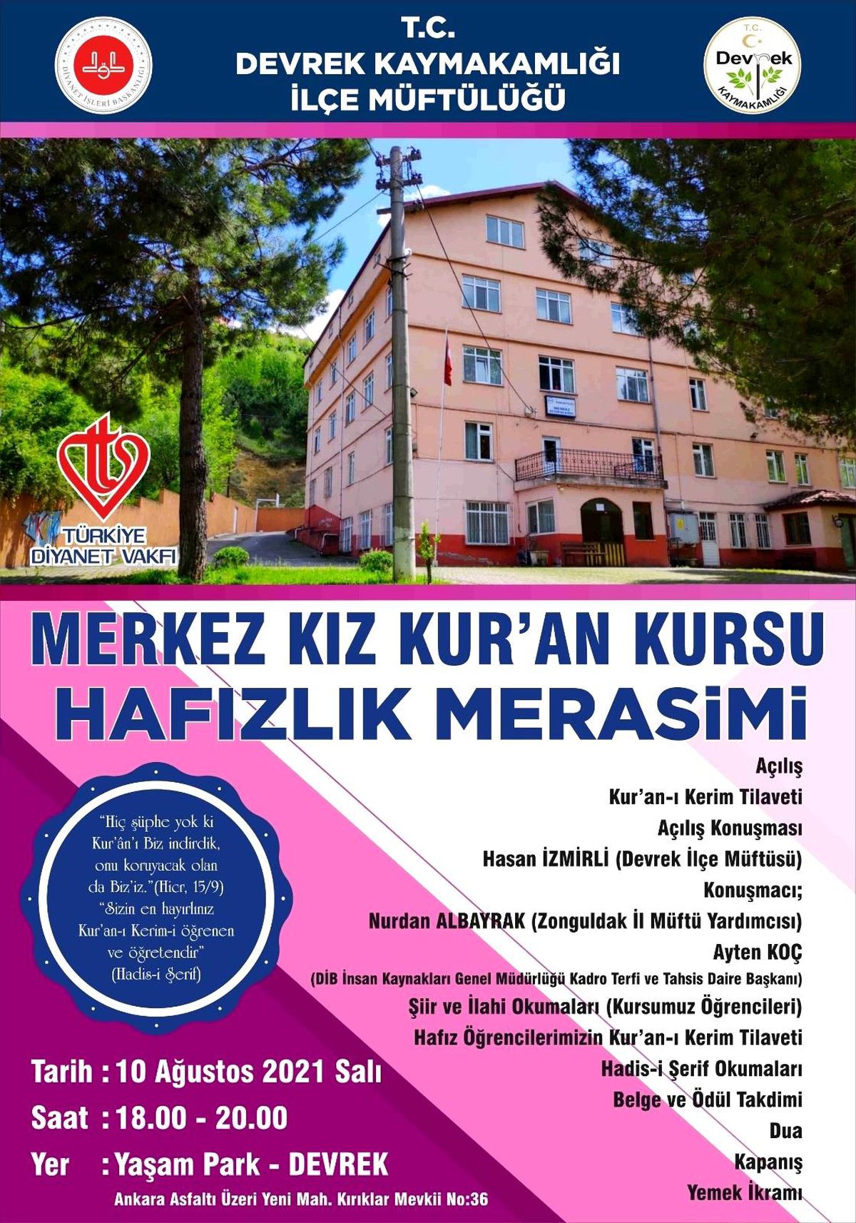 Devrek\'te hafızlık icazet programı düzenlenecek