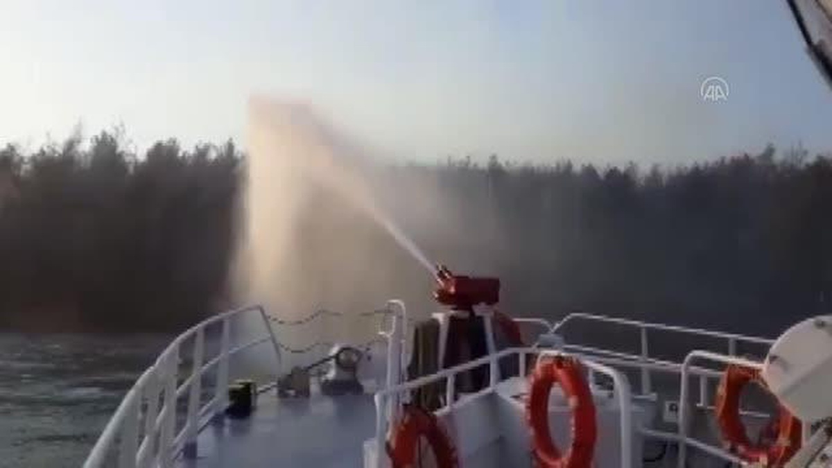 Son dakika haberi! KIYEM-6 hızlı tahlisiye botu Bodrum\'da çıkan orman yangınına müdahale etti