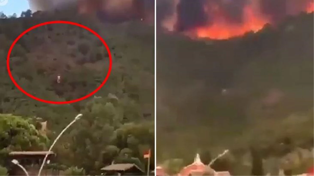 Marmaris\'te yangını kaydeden vatandaştan dikkat çeken sözler: Biri ormanı ateşe verdi bak