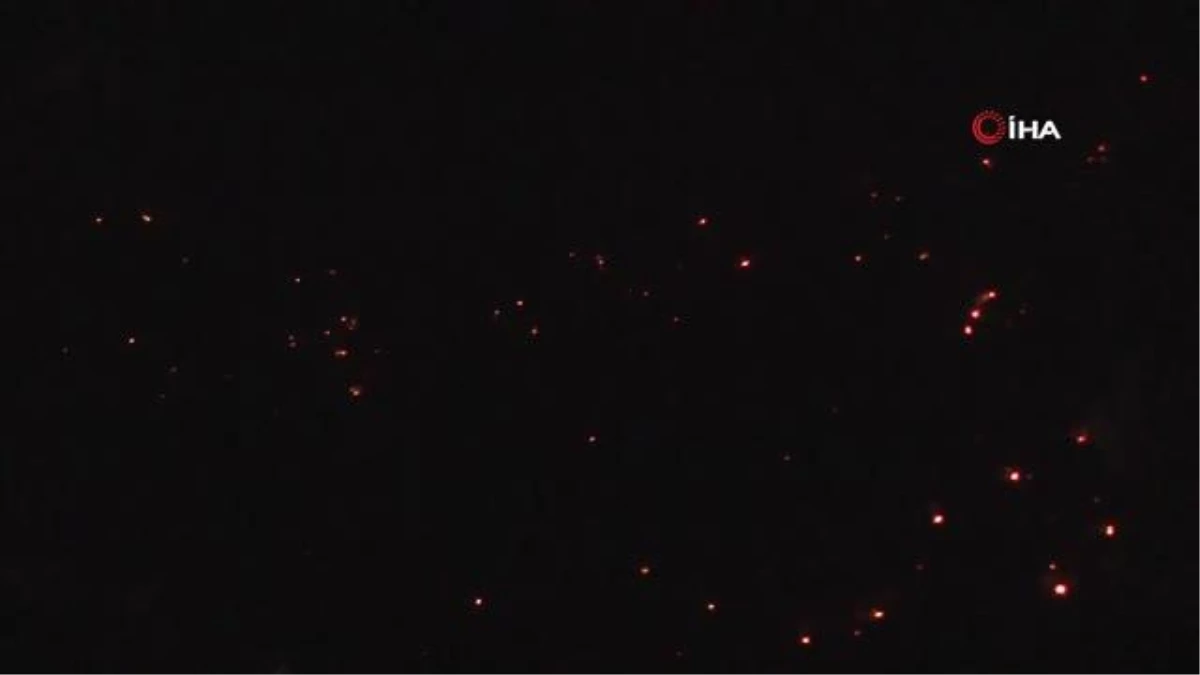 Yahyalı\'daki Milli Park yangınında alevler geceyi aydınlattı