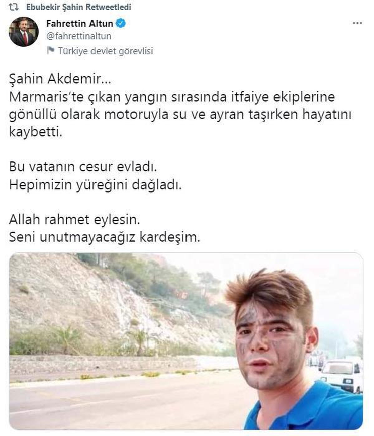 İletişim Başkanı Altun\'dan \'Şahin Akdemir\' paylaşımı