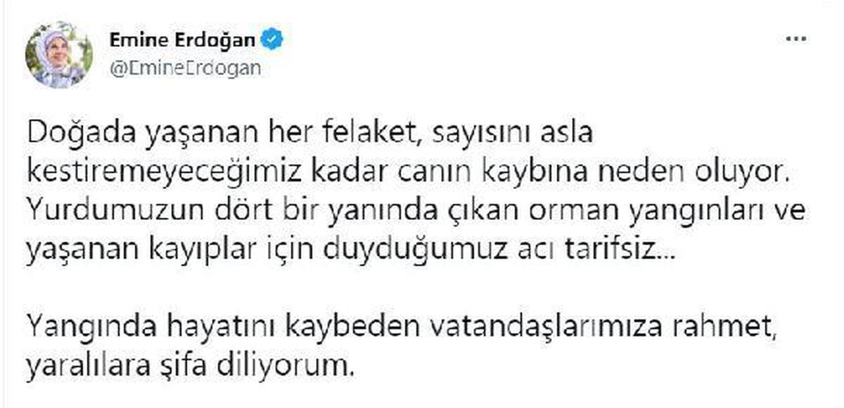 Emine Erdoğan: Yeşil vatan için yepyeni fidanlar yeşertelim