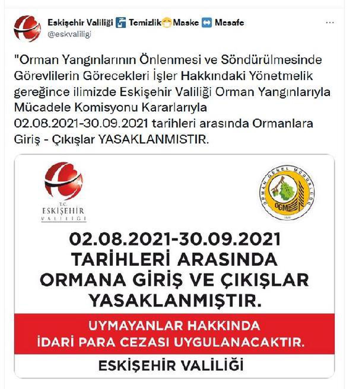 Eskişehir\'de ormanlara girişler yasaklandı