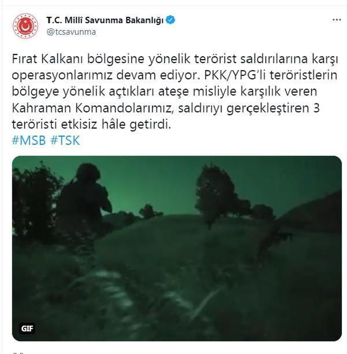 Son dakika haberi: Fırat Kalkanı bölgesinde 3 terörist etkisiz hale getirildi