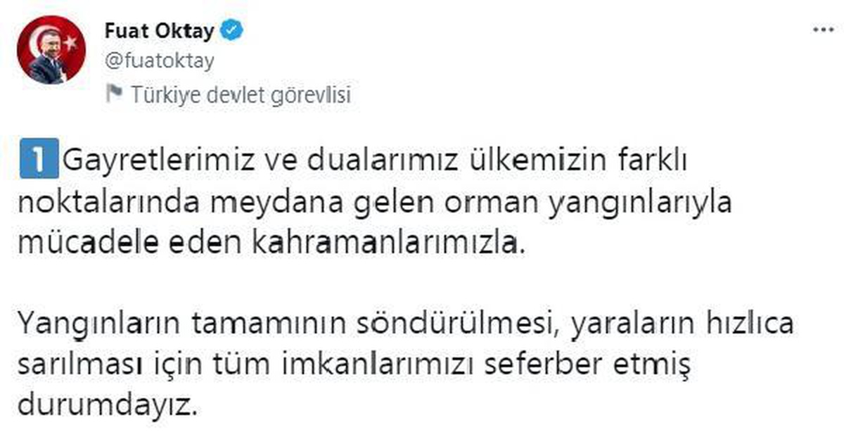 Fuat Oktay: Yaraların hızlıca sarılması için tüm imkanlarımızı seferber etmiş durumdayız