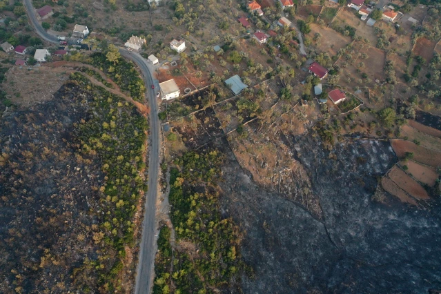 Bodrum'daki orman yangınını söndürme çalışmaları havadan görüntülendi