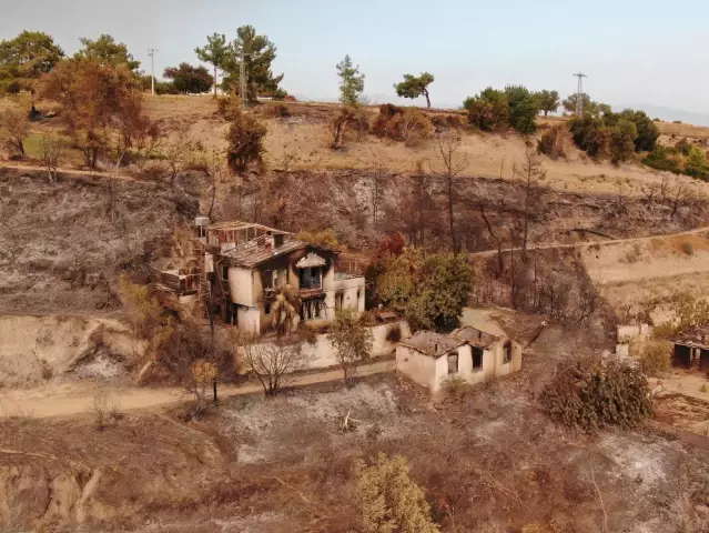 Yangında yok olan Kalemler mahallesi, havadan görüntülendi Yangında yok olan Kalemler mahallesi, havadan görüntülendi