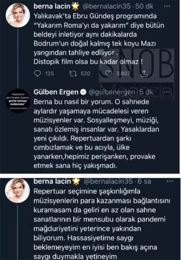 Berna Laçin ve Gülben Ergen sosyal medyada birbirine girdi Berna Laçin ve Gülben Ergen sosyal medyada birbirine girdi