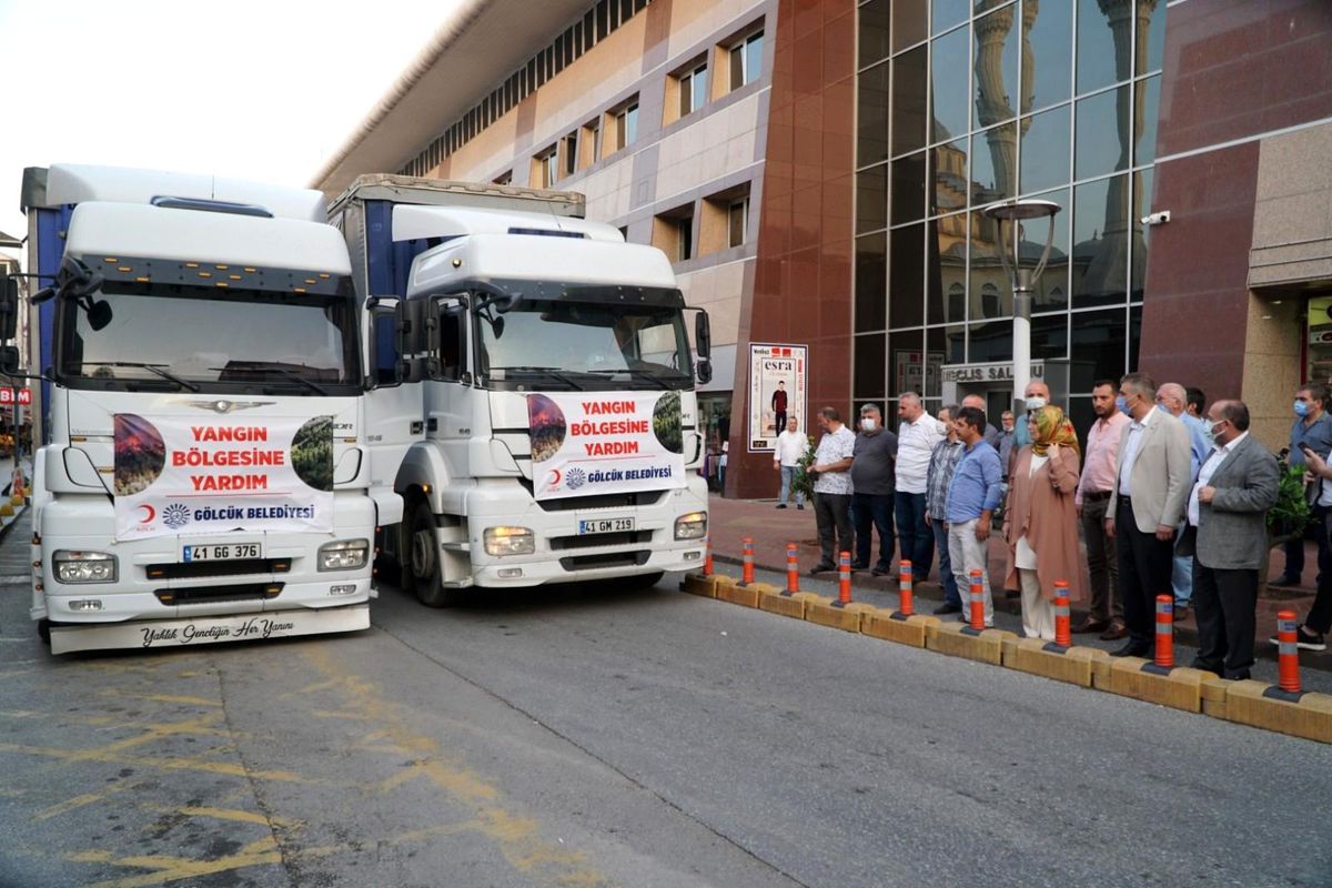 Gölcük\'ten yangın bölgesine yardım eli