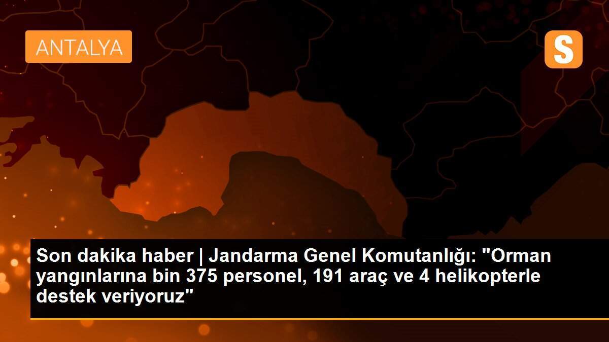 Son dakika haber | Jandarma Genel Komutanlığı: "Orman yangınlarına bin 375 personel, 191 araç ve 4 helikopterle destek veriyoruz"
