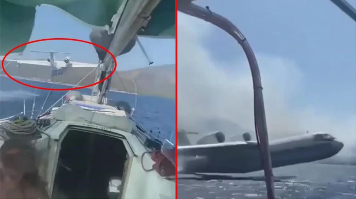 Marmaris\'te panik anları! Denize iniş yapan yangın söndürme uçağı felaketin eşiğinden döndü