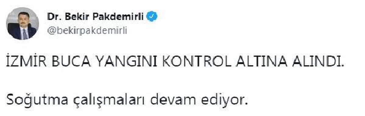 Son dakika haber: Bakan Pakdemirli: İzmir yangını kontrol altına alındı