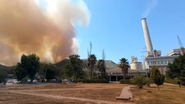 Milas'taki yangın tekrar başladı, termik santral risk altında