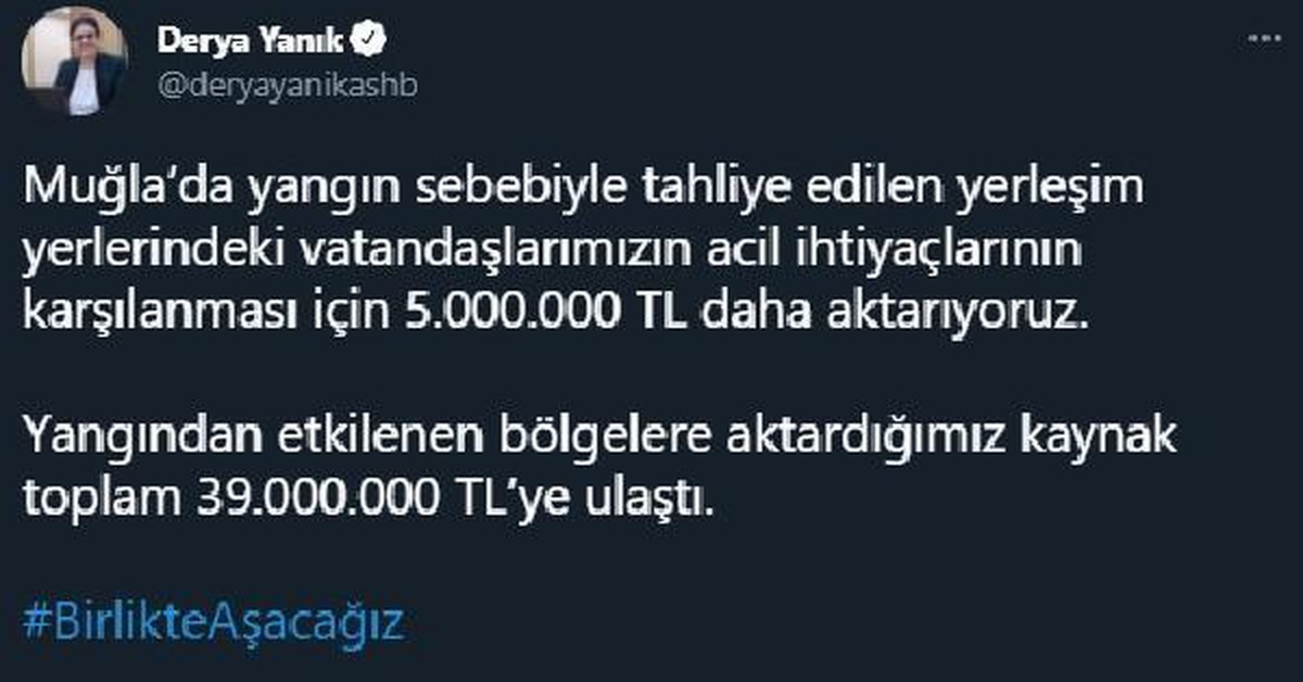 Son dakika haber! Bakan Yanık: Yangın bölgelerine aktarılan kaynak 39 milyon TL\'ye ulaştı