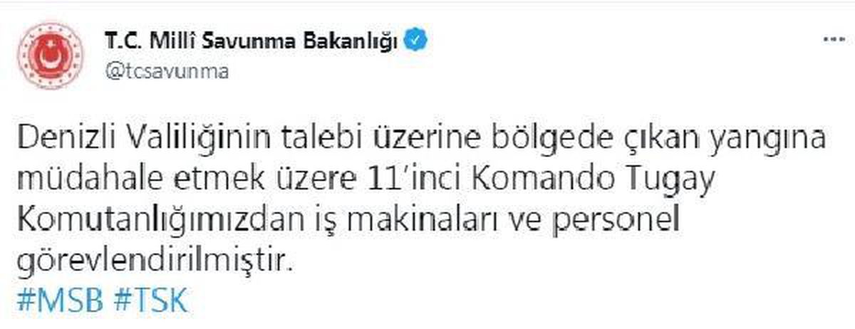 Son dakika haber... Denizli\'deki yangına 11\'inci Komando Tugay\'ı müdahale edecek