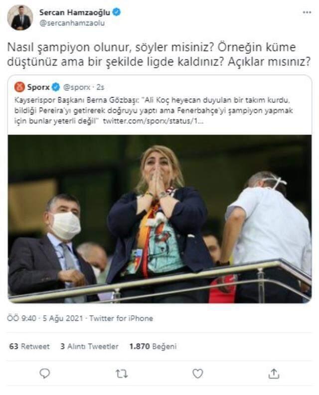 Ali Koç bu sözleri duymasın! Kayseri Başkanı'nın açıklamalarına F.Bahçeliler ateş püskürdü