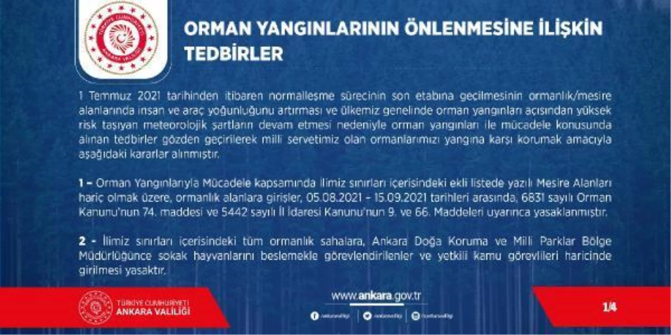Ankara\'da ormanlık alanlara girişler yasaklandı